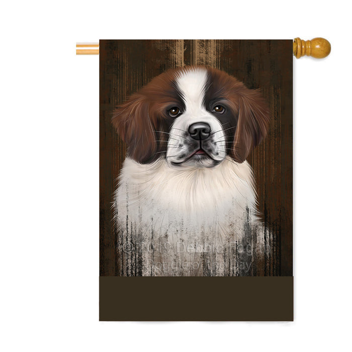 Personalized Rustic Saint Bernard Dog Custom House Flag FLG64688