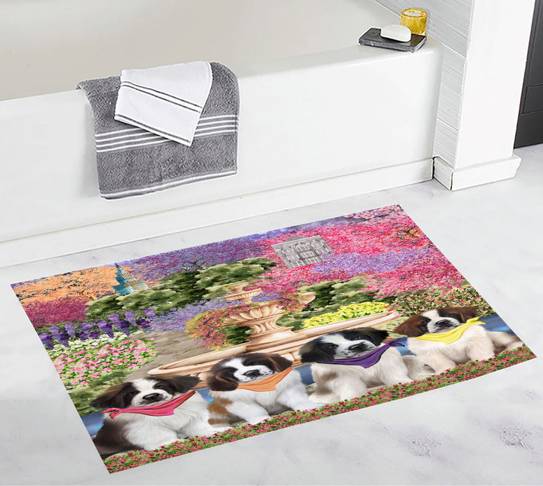 Saint Bernard Custom Bath Mat, Explore a Variety of Personalized Designs, Anti-Slip Bathroom Pet Rug Mats, Dog Lover's Gifts