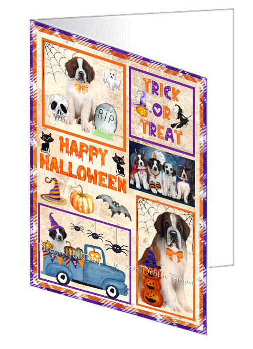 Happy Halloween Trick or Treat Saint Bernard Dogs Handmade Artwork Assorted Pets Greeting Cards and Note Cards with Envelopes for All Occasions and Holiday Seasons GCD76595