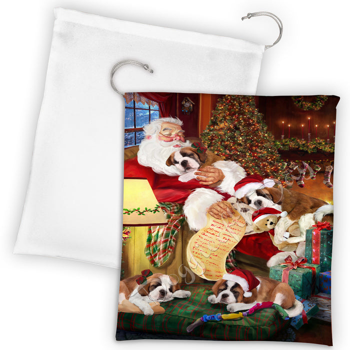Santa Sleeping with Samoyed Dogs Drawstring Laundry or Gift Bag LGB48844