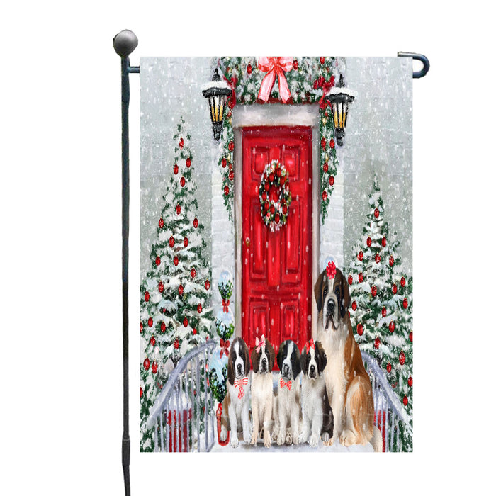 Christmas Holiday Welcome Saint Bernard Dogs Garden Flags- Outdoor Double Sided Garden Yard Porch Lawn Spring Decorative Vertical Home Flags 12 1/2"w x 18"h
