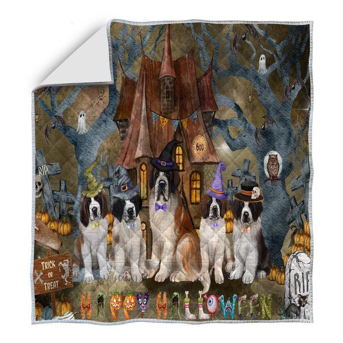 Saint Bernard Bed Quilt, Explore a Variety of Designs, Personalized, Custom, Bedding Coverlet Quilted, Pet and Dog Lovers Gift