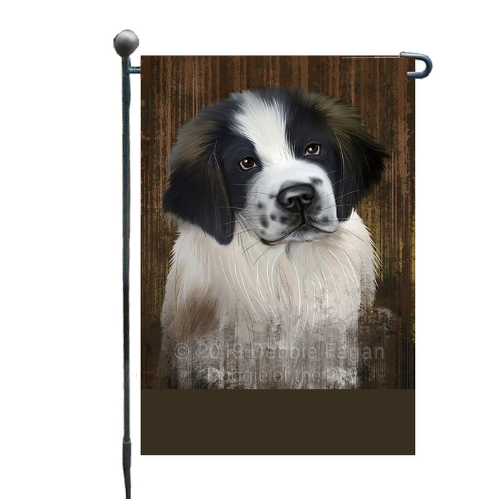 Personalized Rustic Saint Bernard Dog Custom Garden Flag GFLG63612