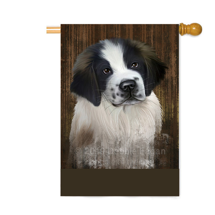 Personalized Rustic Saint Bernard Dog Custom House Flag FLG64689