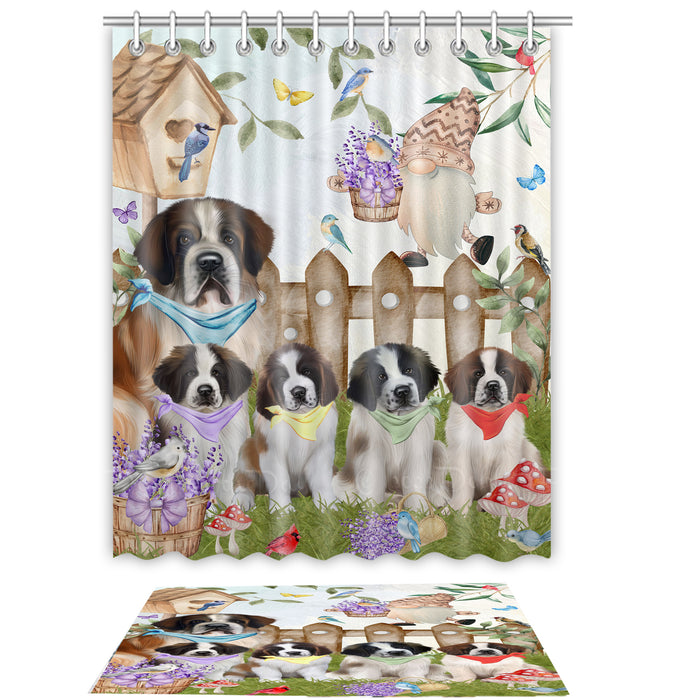 Saint Bernard Shower Curtain & Bath Mat Set: Explore a Variety of Designs, Custom, Personalized, Curtains with hooks and Rug Bathroom Decor, Gift for Dog and Pet Lovers