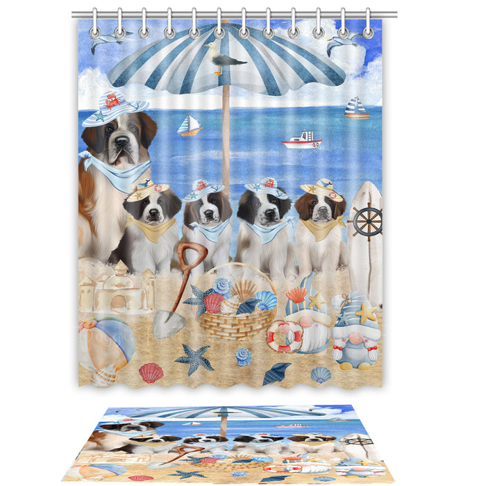 Saint Bernard Shower Curtain with Bath Mat Combo: Curtains with hooks and Rug Set Bathroom Decor, Custom, Explore a Variety of Designs, Personalized, Pet Gift for Dog Lovers