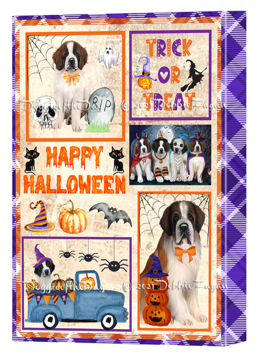 Happy Halloween Trick or Treat Saint Bernard Dogs Canvas Wall Art Decor - Premium Quality Canvas Wall Art for Living Room Bedroom Home Office Decor Ready to Hang CVS150803