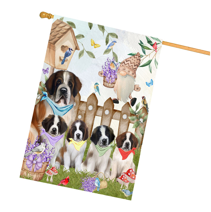 Saint Bernard Dogs House Flag: Explore a Variety of Designs, Custom, Personalized, Weather Resistant, Double-Sided, Home Outside Yard Decor for Dog and Pet Lovers