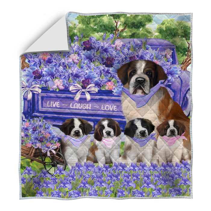 Saint Bernard Quilt, Explore a Variety of Bedding Designs, Bedspread Quilted Coverlet, Custom, Personalized, Pet Gift for Dog Lovers