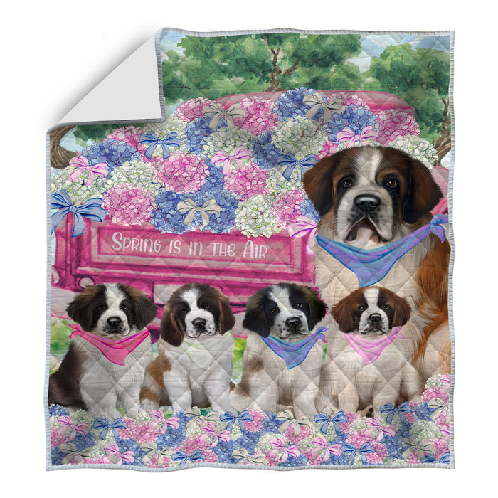 Saint Bernard Bedding Quilt, Bedspread Coverlet Quilted, Explore a Variety of Designs, Custom, Personalized, Pet Gift for Dog Lovers