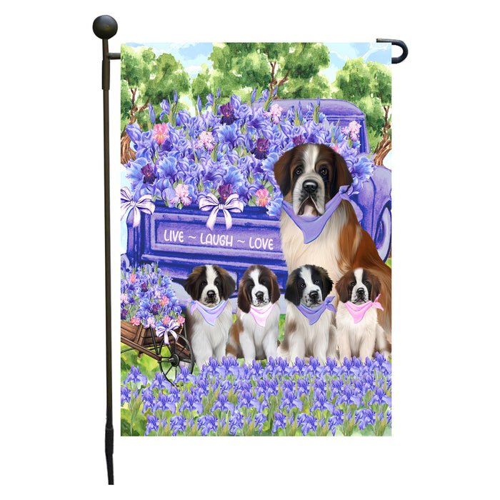 Saint Bernard Dogs Garden Flag for Dog and Pet Lovers, Explore a Variety of Designs, Custom, Personalized, Weather Resistant, Double-Sided, Outdoor Garden Yard Decoration