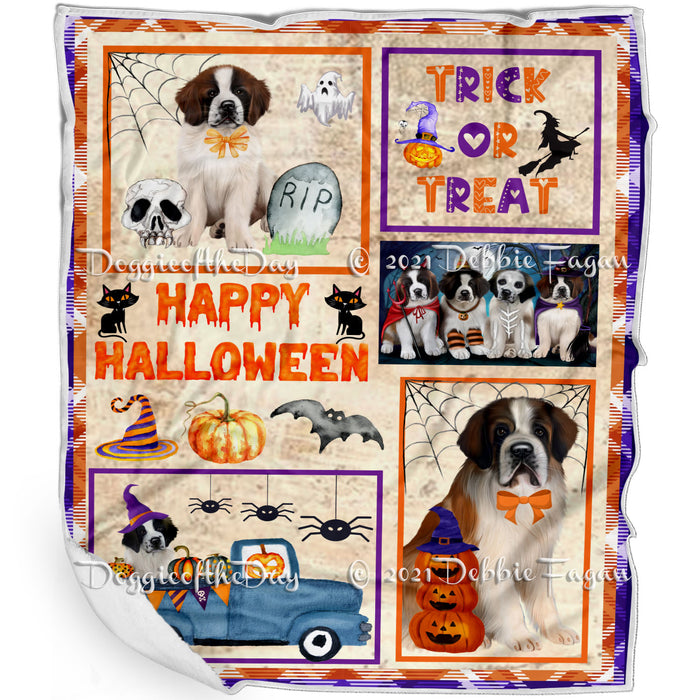 Happy Halloween Trick or Treat Saint Bernard Dogs Blanket BLNKT143780