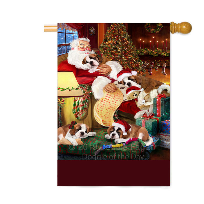 Personalized Samoyed Dogs and Puppies Sleeping with Santa Custom House Flag FLG-DOTD-A62719