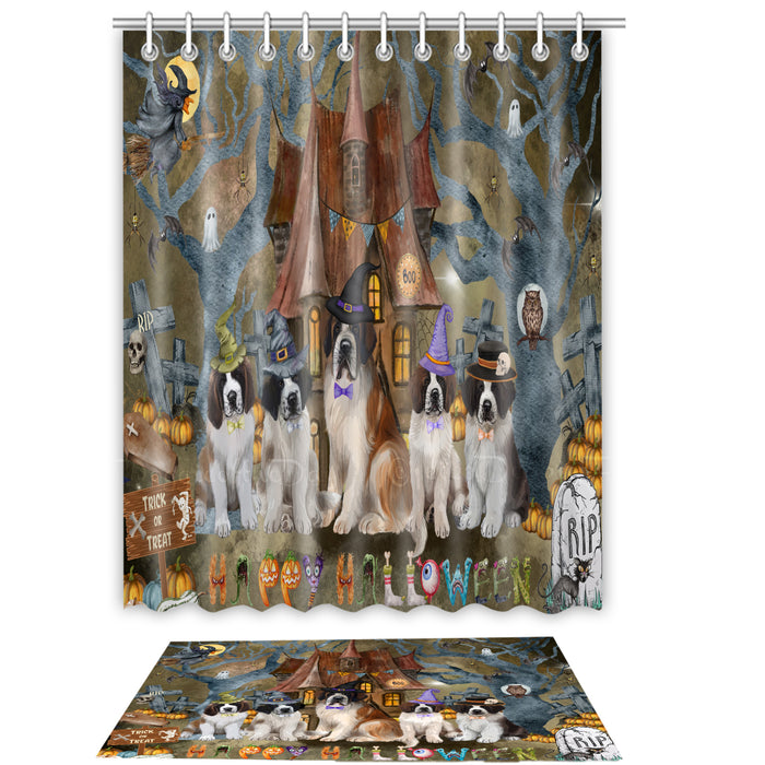 Saint Bernard Shower Curtain & Bath Mat Set: Explore a Variety of Designs, Custom, Personalized, Curtains with hooks and Rug Bathroom Decor, Gift for Dog and Pet Lovers