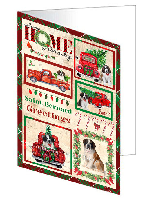 Welcome Home for Christmas Holidays Saint Bernard Dogs Handmade Artwork Assorted Pets Greeting Cards and Note Cards with Envelopes for All Occasions and Holiday Seasons GCD76271