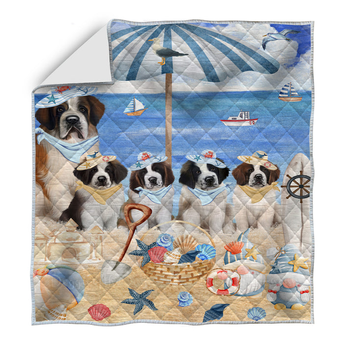 Saint Bernard Bed Quilt, Explore a Variety of Designs, Personalized, Custom, Bedding Coverlet Quilted, Pet and Dog Lovers Gift