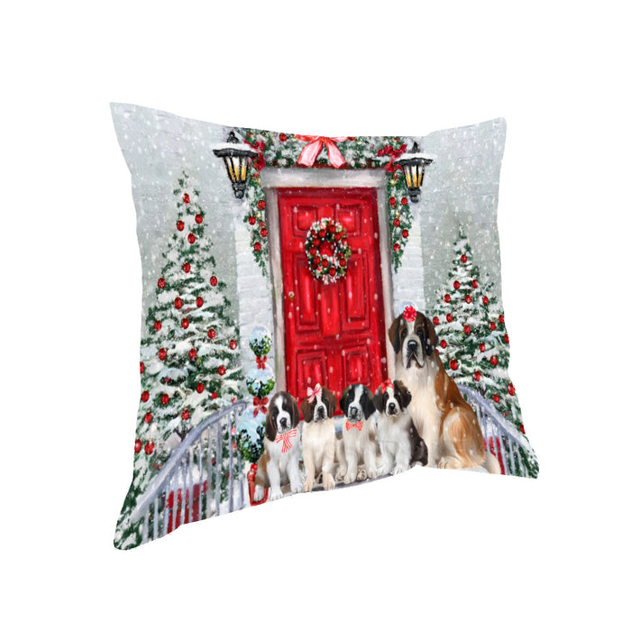 Christmas Holiday Welcome Saint Bernard Dogs Pillow with Top Quality High-Resolution Images - Ultra Soft Pet Pillows for Sleeping - Reversible & Comfort - Ideal Gift for Dog Lover - Cushion for Sofa Couch Bed - 100% Polyester