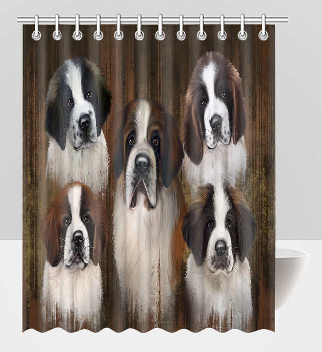 Rustic Saint Bernard Dogs Shower Curtain