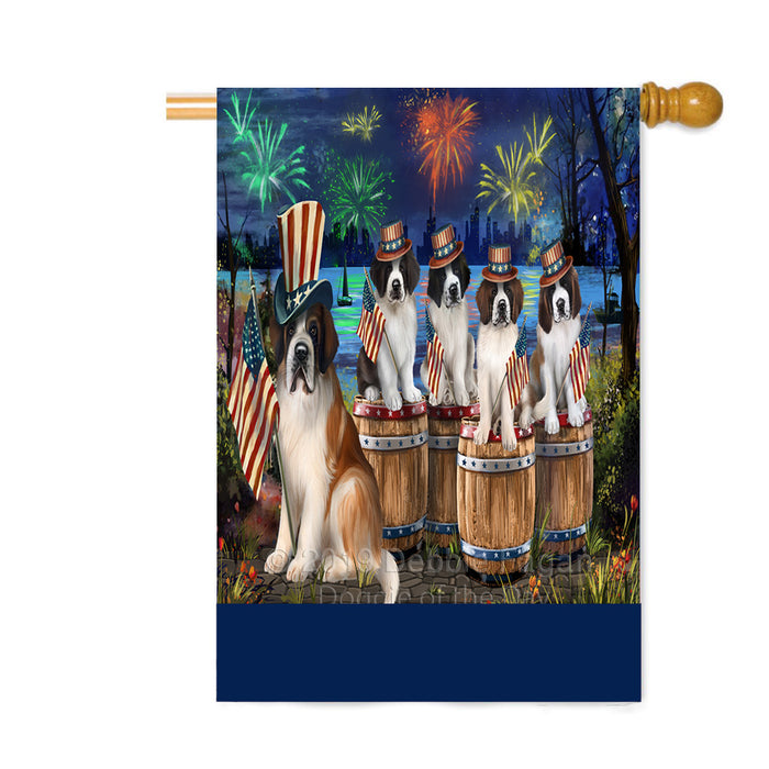 Personalized 4th of July Firework Saint Bernard Dogs Custom House Flag FLG-DOTD-A58112
