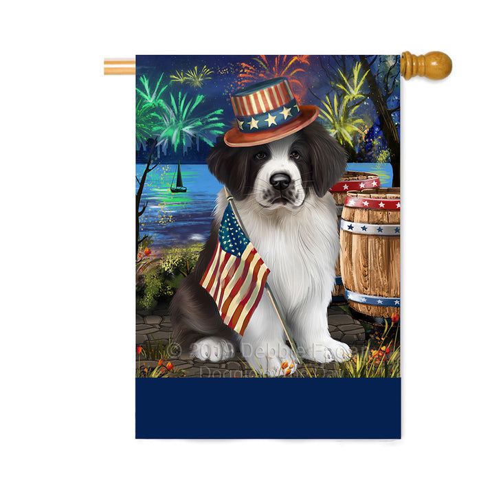 Personalized 4th of July Firework Saint Bernard Dog Custom House Flag FLG-DOTD-A58113