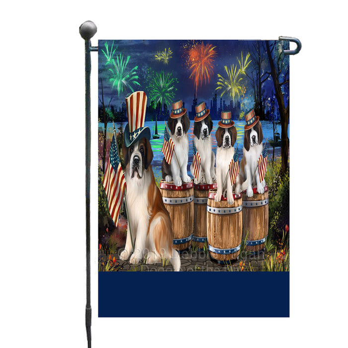 Personalized 4th of July Firework Saint Bernard Dogs Custom Garden Flags GFLG-DOTD-A58056