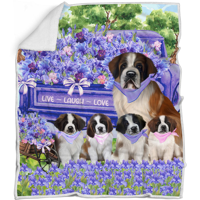 Saint Bernard Bed Blanket, Explore a Variety of Designs, Personalized, Throw Sherpa, Fleece and Woven, Custom, Soft and Cozy, Dog Gift for Pet Lovers
