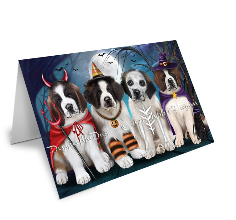 Happy Halloween Trick or Treat Saint Bernard Dogs Handmade Artwork Assorted Pets Greeting Cards and Note Cards with Envelopes for All Occasions and Holiday Seasons GCD76814