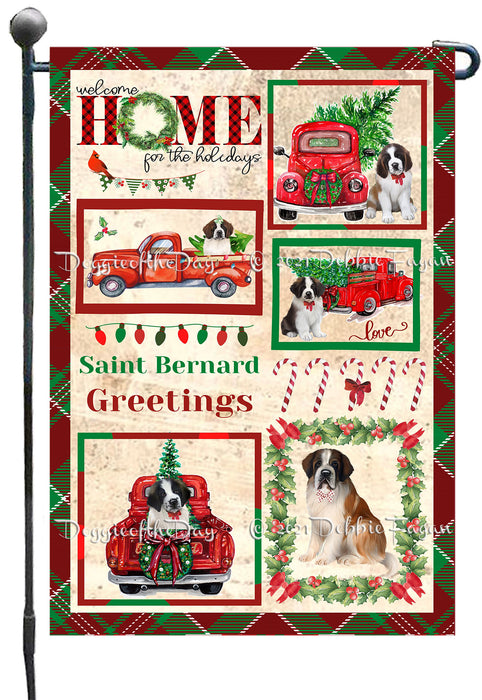 Welcome Home for Christmas Holidays Saint Bernard Dogs Garden Flag GFLG67040