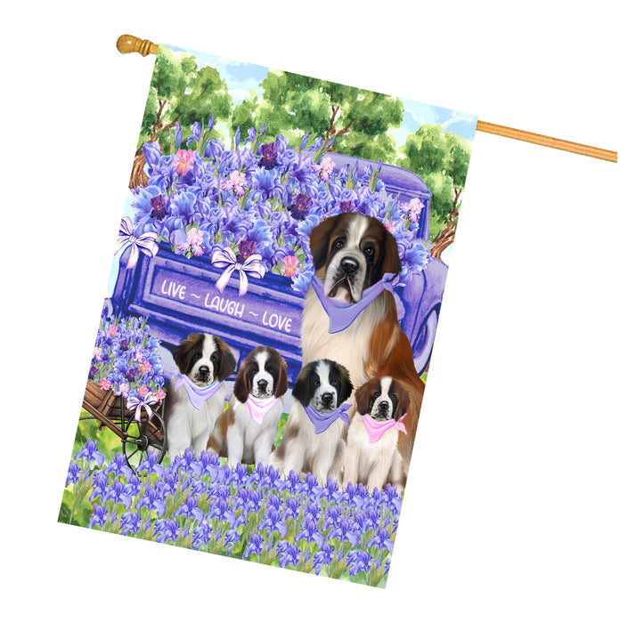 Saint Bernard Dogs House Flag for Dog and Pet Lovers, Explore a Variety of Designs, Custom, Personalized, Weather Resistant, Double-Sided, Home Outside Yard Decor