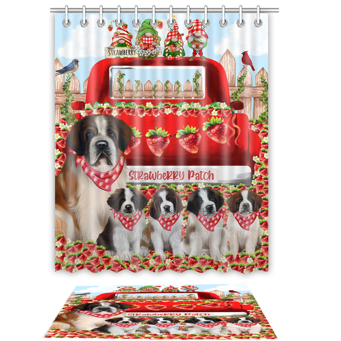 Saint Bernard Shower Curtain with Bath Mat Set, Custom, Curtains and Rug Combo for Bathroom Decor, Personalized, Explore a Variety of Designs, Dog Lover's Gifts