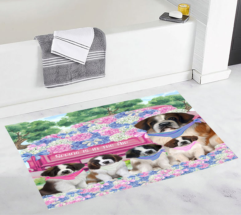 Saint Bernard Bath Mat: Non-Slip Bathroom Rug Mats, Custom, Explore a Variety of Designs, Personalized, Gift for Pet and Dog Lovers