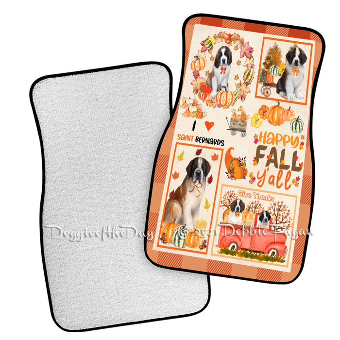 Happy Fall Y'all Pumpkin Saint Bernard Dogs Polyester Anti-Slip Vehicle Carpet Car Floor Mats CFM49294