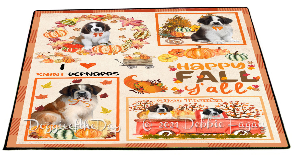 Happy Fall Y'all Pumpkin Saint Bernard Dogs Indoor/Outdoor Welcome Floormat - Premium Quality Washable Anti-Slip Doormat Rug FLMS58732