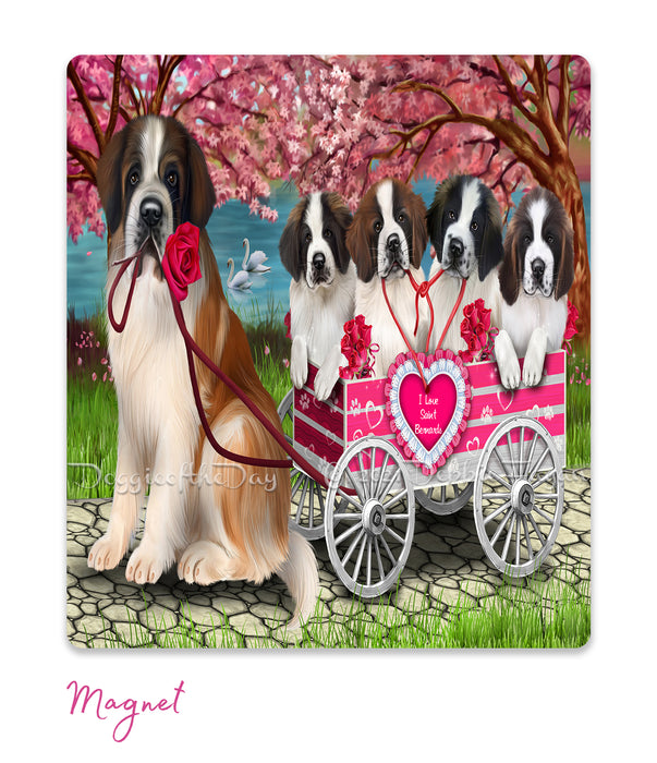 Mother's Day Gift Basket Saint Bernard Dogs Blanket, Pillow, Coasters, Magnet, Coffee Mug and Ornament