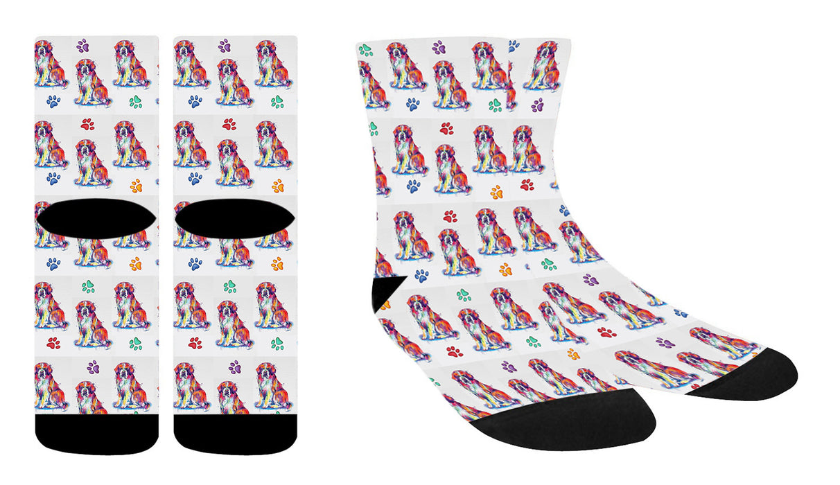 Watercolor Saint Bernard Dogs Women's Socks