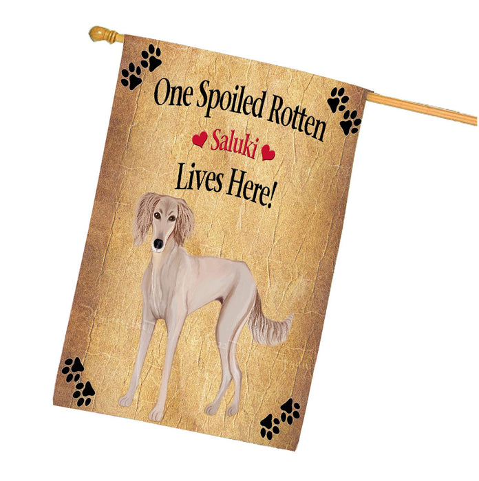 Spoiled Rotten Saluki Dog House Flag Outdoor Decorative Double Sided Pet Portrait Weather Resistant Premium Quality Animal Printed Home Decorative Flags 100% Polyester FLG68479