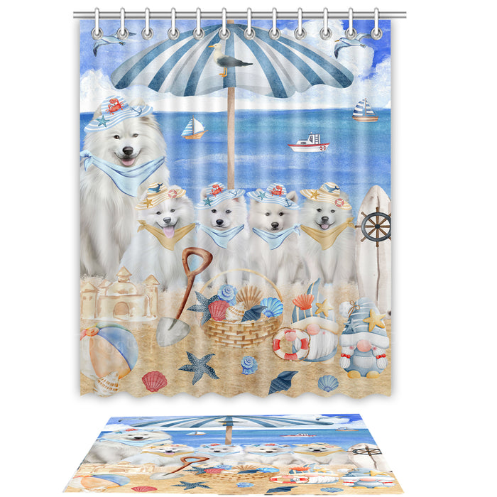 Samoyed Shower Curtain with Bath Mat Set, Custom, Curtains and Rug Combo for Bathroom Decor, Personalized, Explore a Variety of Designs, Dog Lover's Gifts