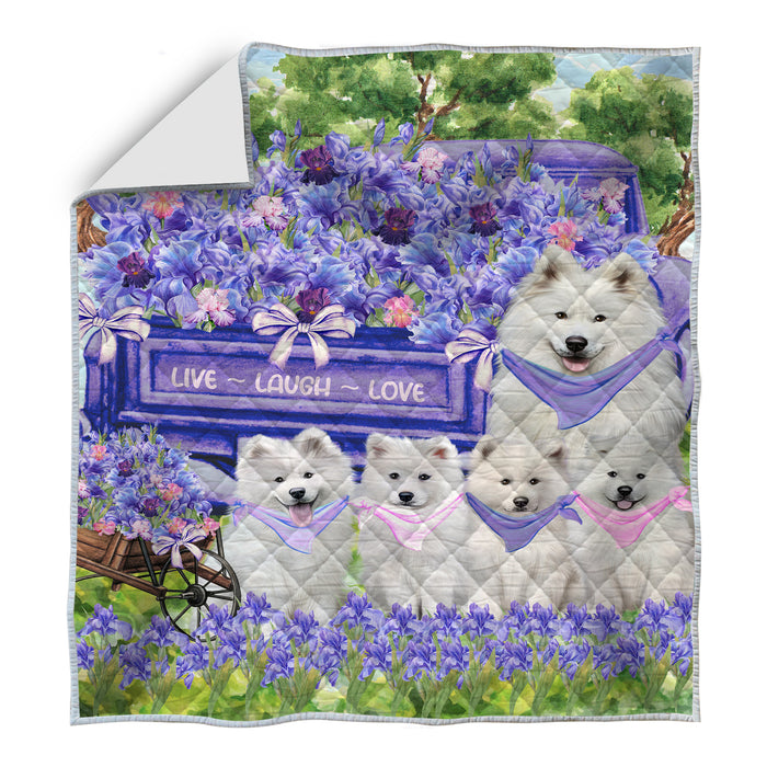 Samoyed Bedding Quilt, Bedspread Coverlet Quilted, Explore a Variety of Designs, Custom, Personalized, Pet Gift for Dog Lovers