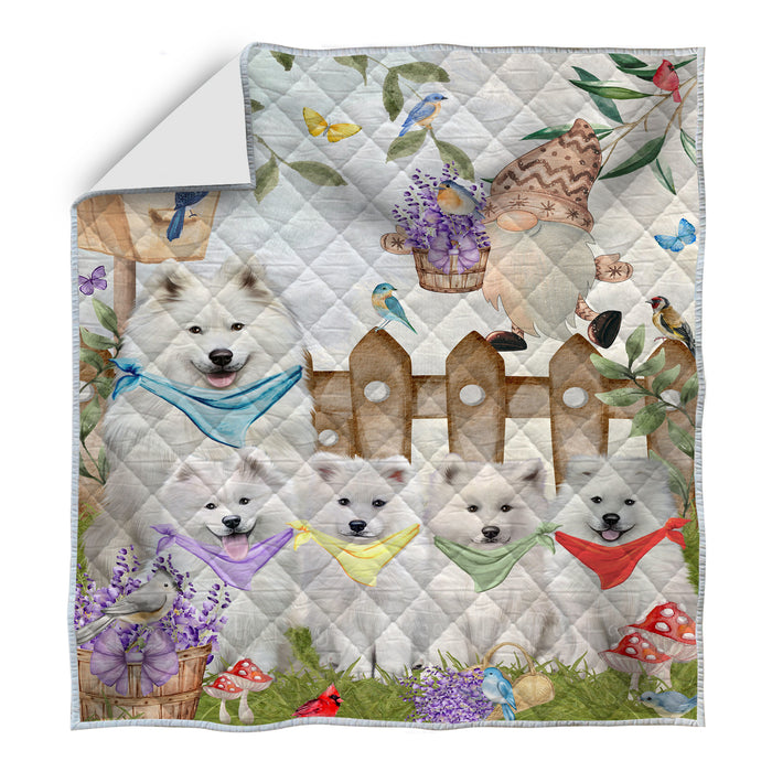 Samoyed Bedspread Quilt, Bedding Coverlet Quilted, Explore a Variety of Designs, Personalized, Custom, Dog Gift for Pet Lovers