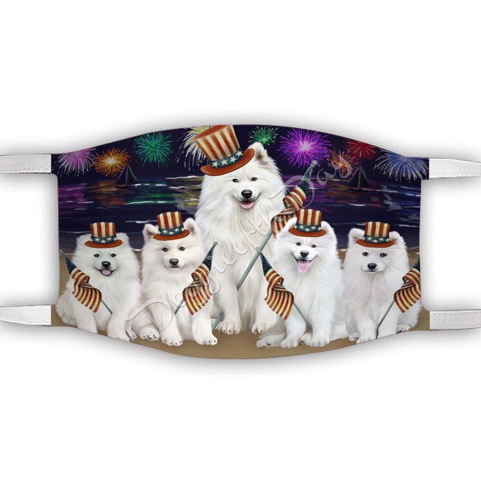 4th of July Independence Day Samoyed Dogs Face Mask FM49435