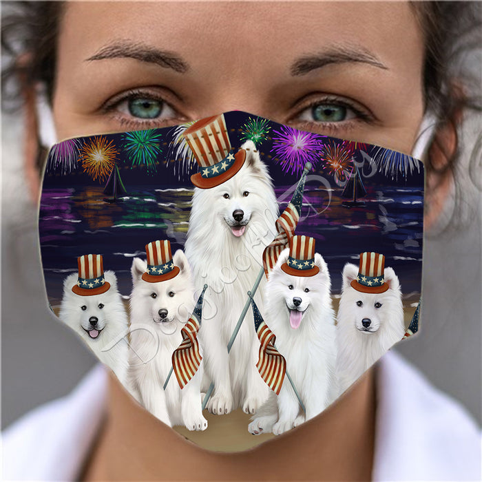 4th of July Independence Day Samoyed Dogs Face Mask FM49435