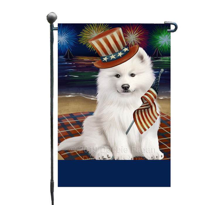 Personalized 4th of July Firework Samoyed Dog Custom Garden Flags GFLG-DOTD-A58059