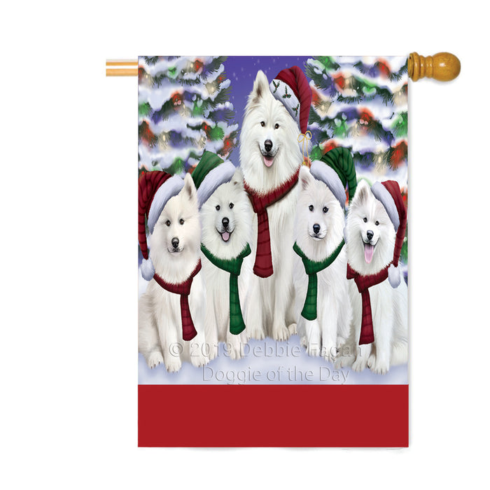 Personalized Christmas Happy Holidays Samoyed Dogs Family Portraits Custom House Flag FLG-DOTD-A59199