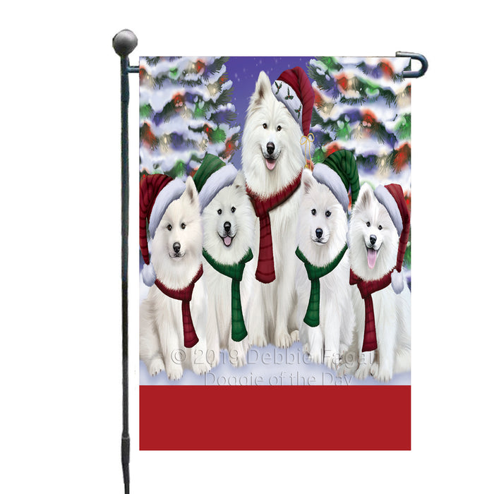 Personalized Christmas Happy Holidays Samoyed Dogs Family Portraits Custom Garden Flags GFLG-DOTD-A59143