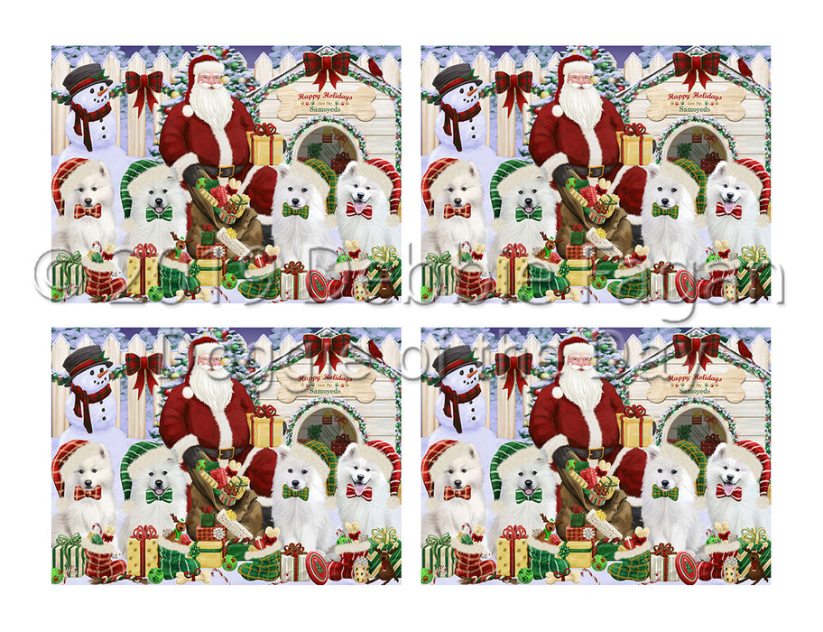 Happy Holidays Christmas Samoyed Dogs House Gathering Placemat