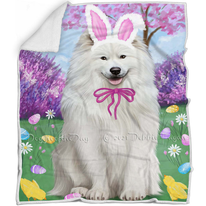 Samoyed Dog Easter Holiday Blanket BLNKT59988
