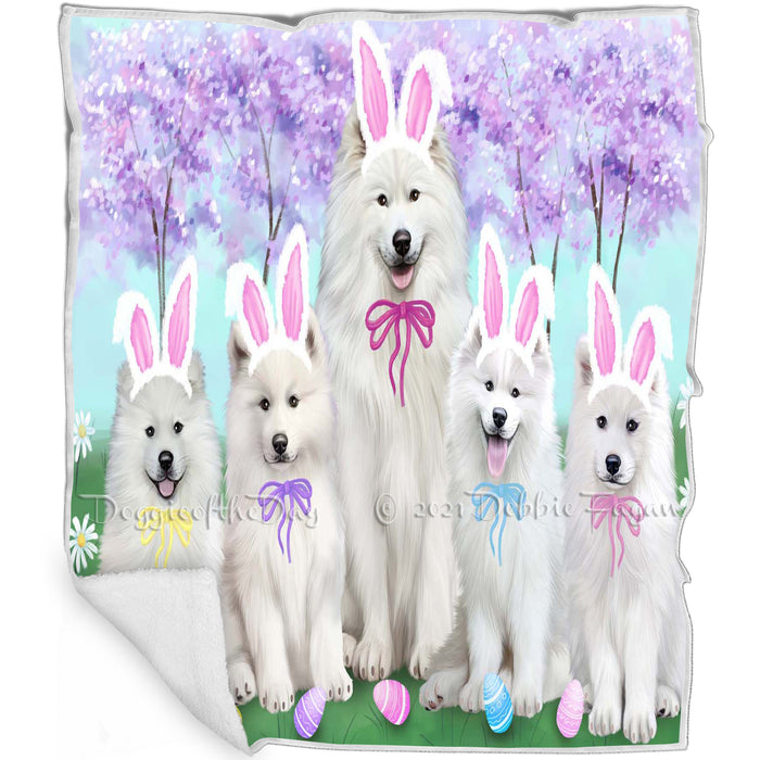 Samoyeds Dog Easter Holiday Blanket BLNKT59997