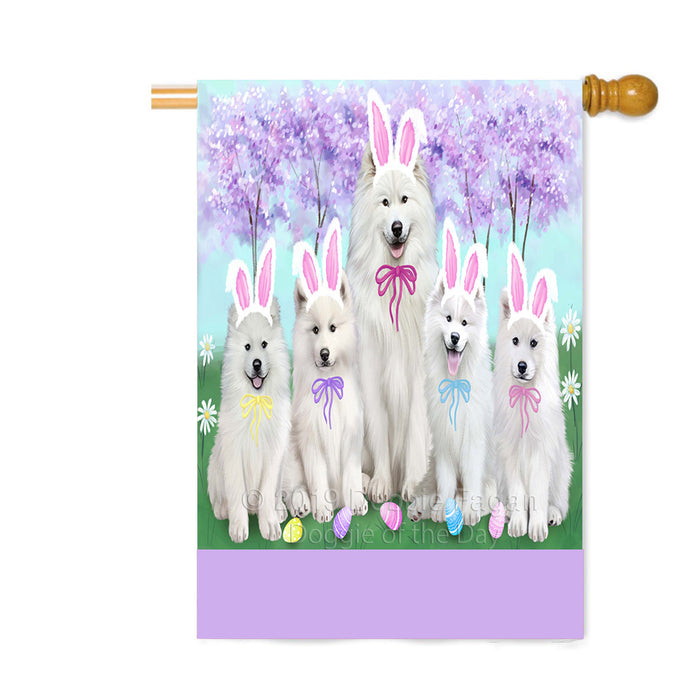 Personalized Easter Holiday Samoyed Dogs Custom House Flag FLG-DOTD-A59041
