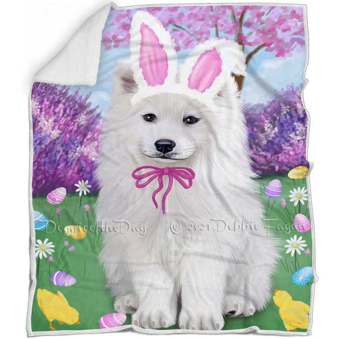 Samoyed Dog Easter Holiday Blanket BLNKT60006