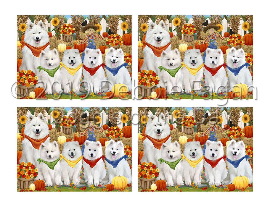 Fall Festive Harvest Time Gathering Samoyed Dogs Placemat